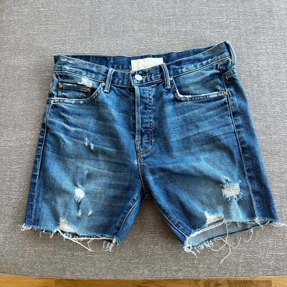 MOTHER Denim Distressed Blue Jean Shorts